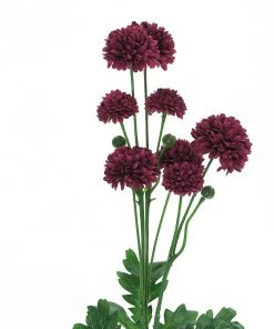 HIER_1140 2 Bushes | 33" Burgundy Artificial Chrysanthemum Mum Flower Bouquets Artificial Flower & Plants 26 HIER_1140 2 Bushes | 33