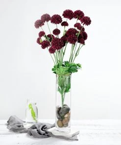 HIER_1140 2 Bushes | 33" Burgundy Artificial Chrysanthemum Mum Flower Bouquets Artificial Flower & Plants 20 HIER_1140 2 Bushes | 33