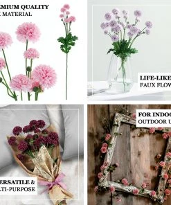 HIER_1140 2 Bushes | 33" Burgundy Artificial Chrysanthemum Mum Flower Bouquets Artificial Flower & Plants 17 HIER_1140 2 Bushes | 33