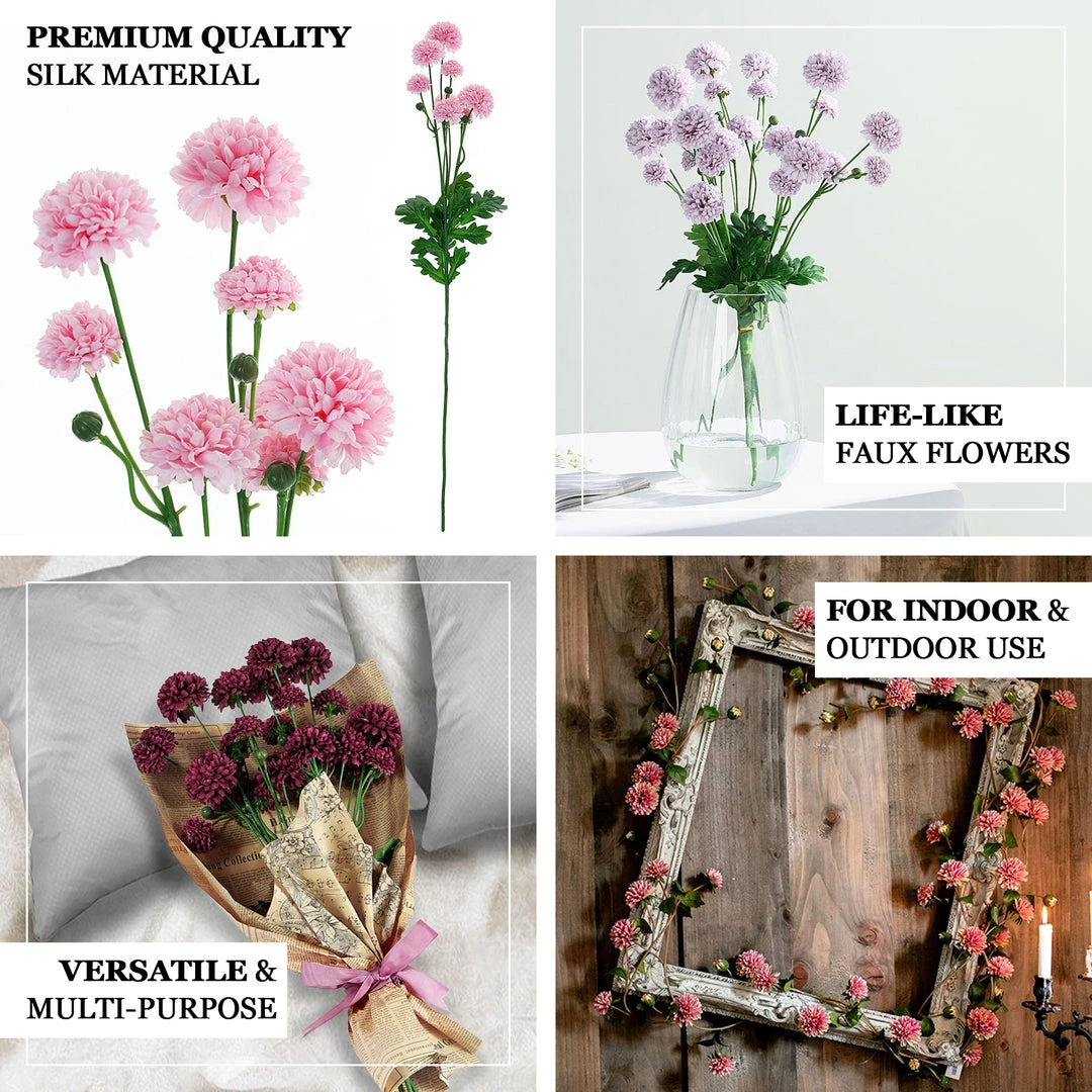 HIER_1140 2 Bushes | 33" Burgundy Artificial Chrysanthemum Mum Flower Bouquets Artificial Flower & Plants 4 HIER_1140 2 Bushes | 33" Burgundy Artificial Chrysanthemum Mum Flower Bouquets Artificial Flower & Plants