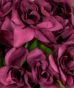 HIER_1100 Artificial Flower & Plants 24 Bushes | 13" Burgundy Artificial Full Bloom Rose Flower Bouquets