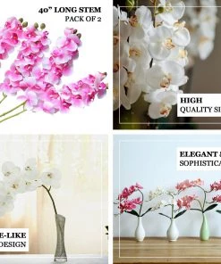 HIER_1150 Faux Tulips & Others 2 Stems | 40" Tall Eggplant Artificial Silk Orchid Flower Bouquets 17 HIER_1150 Faux Tulips & Others 2 Stems | 40