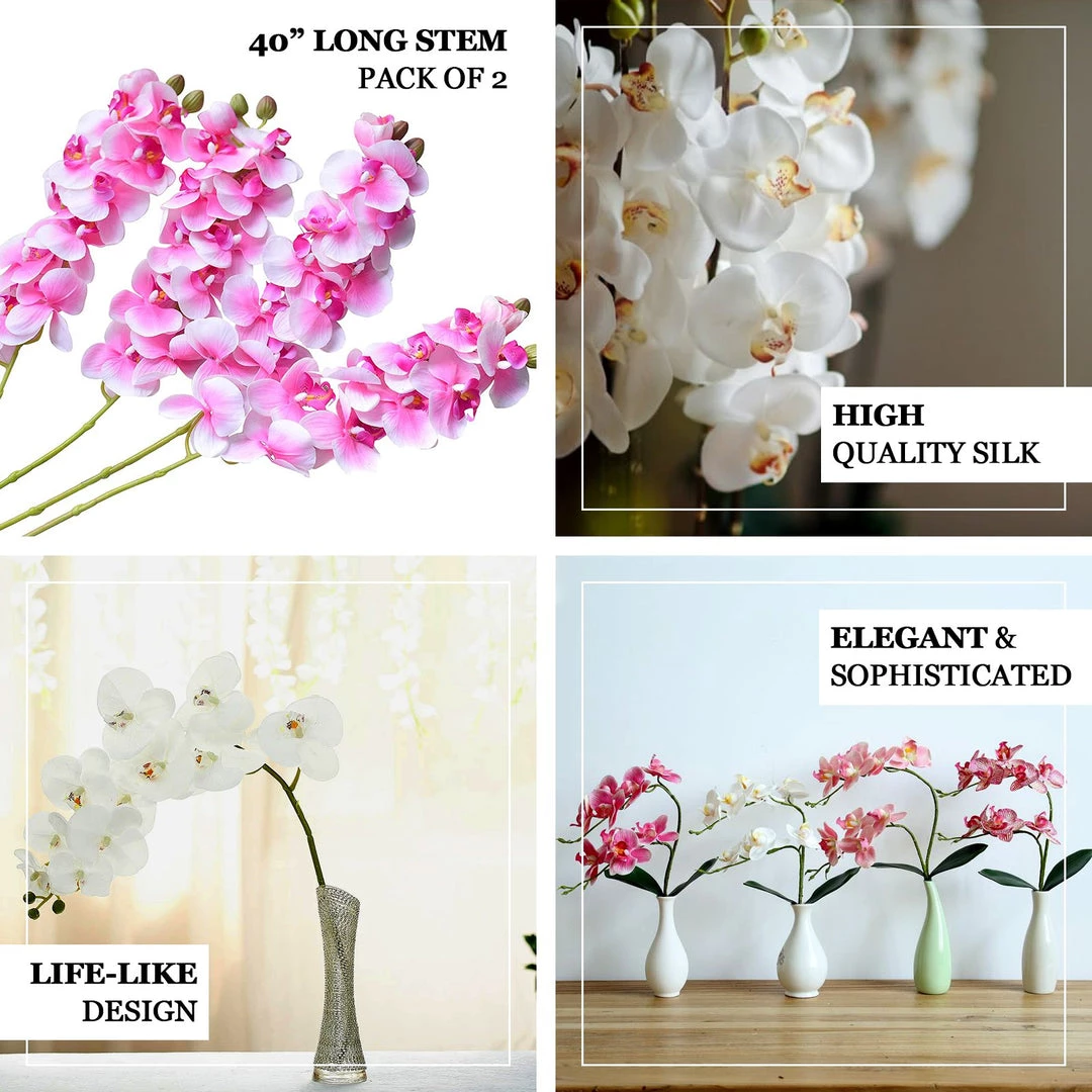 HIER_1150 Faux Tulips & Others 2 Stems | 40" Tall Lavender Artificial Silk Orchid Flower Bouquets 4 HIER_1150 Faux Tulips & Others 2 Stems | 40" Tall Lavender Artificial Silk Orchid Flower Bouquets