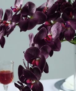 HIER_1150 Faux Tulips & Others 2 Stems | 40" Tall Eggplant Artificial Silk Orchid Flower Bouquets 21 HIER_1150 Faux Tulips & Others 2 Stems | 40