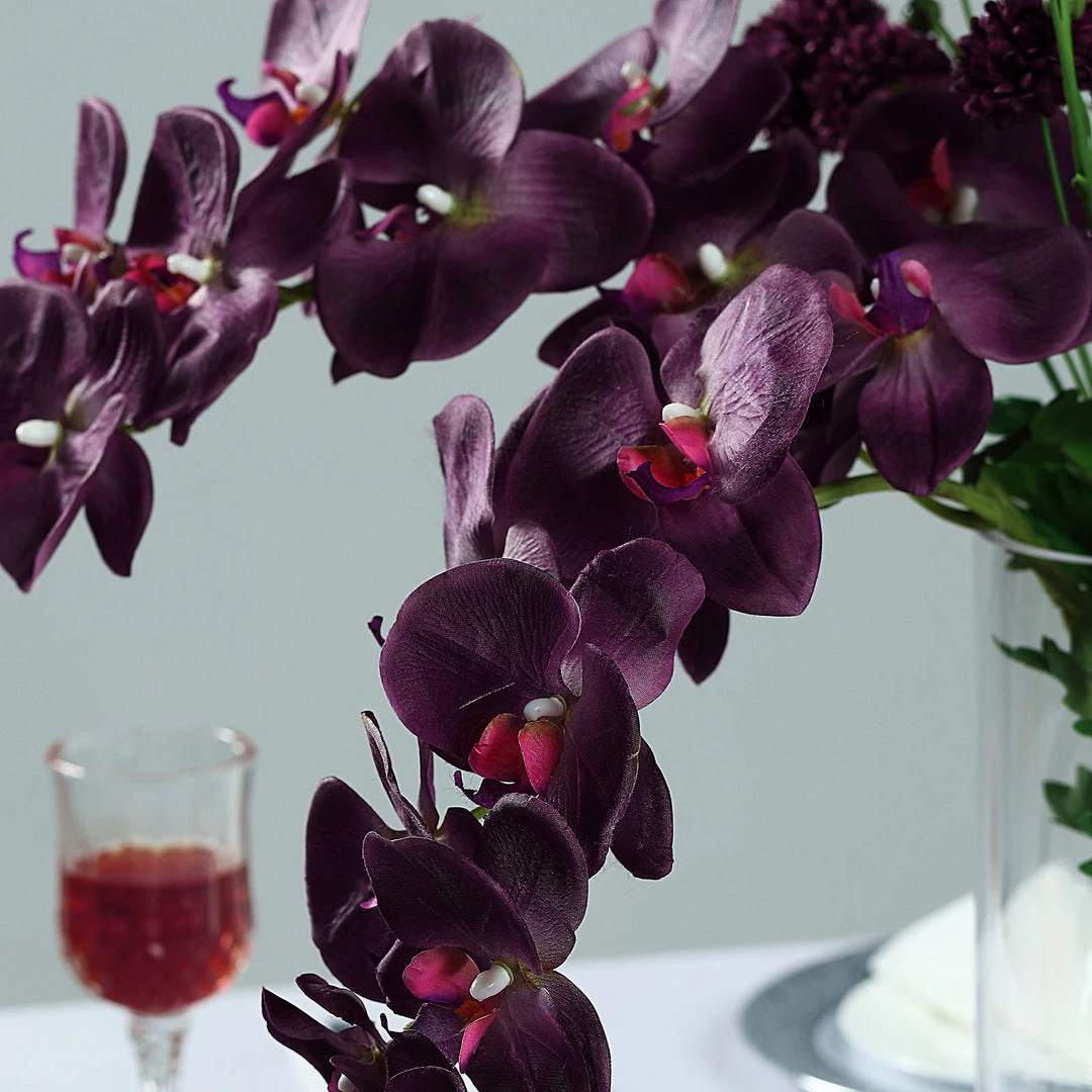 HIER_1150 Faux Tulips & Others 2 Stems | 40" Tall Eggplant Artificial Silk Orchid Flower Bouquets 8 HIER_1150 Faux Tulips & Others 2 Stems | 40" Tall Eggplant Artificial Silk Orchid Flower Bouquets