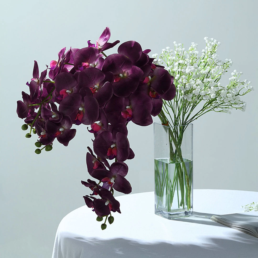 HIER_1150 Faux Tulips & Others 2 Stems | 40" Tall Eggplant Artificial Silk Orchid Flower Bouquets 11 HIER_1150 Faux Tulips & Others 2 Stems | 40" Tall Eggplant Artificial Silk Orchid Flower Bouquets