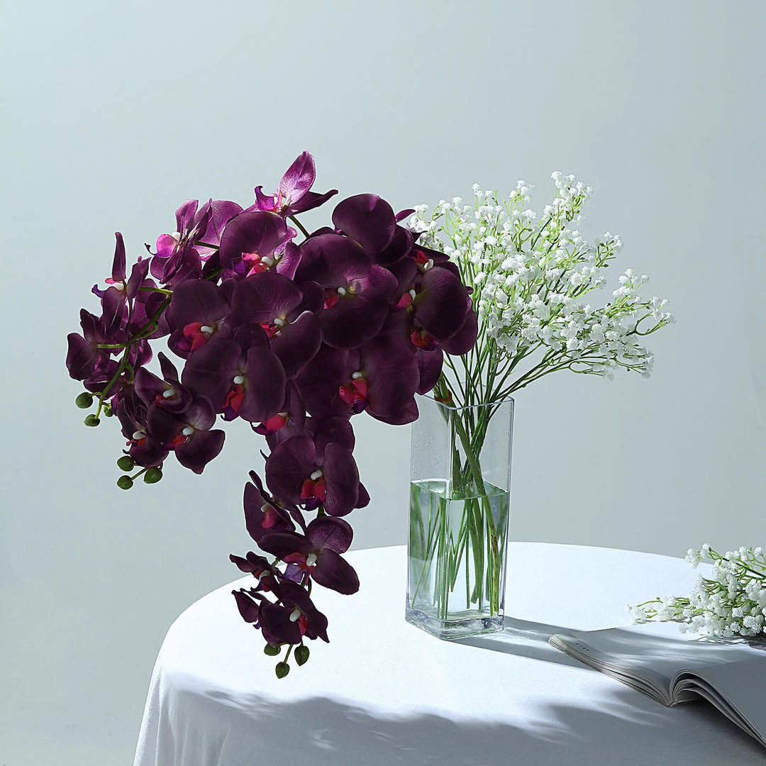 HIER_1150 Faux Tulips & Others 2 Stems | 40" Tall Eggplant Artificial Silk Orchid Flower Bouquets 6 HIER_1150 Faux Tulips & Others 2 Stems | 40" Tall Eggplant Artificial Silk Orchid Flower Bouquets