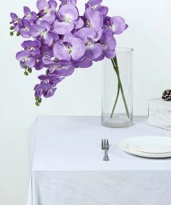 HIER_1150 Faux Tulips & Others 2 Stems | 40" Tall Lavender Artificial Silk Orchid Flower Bouquets