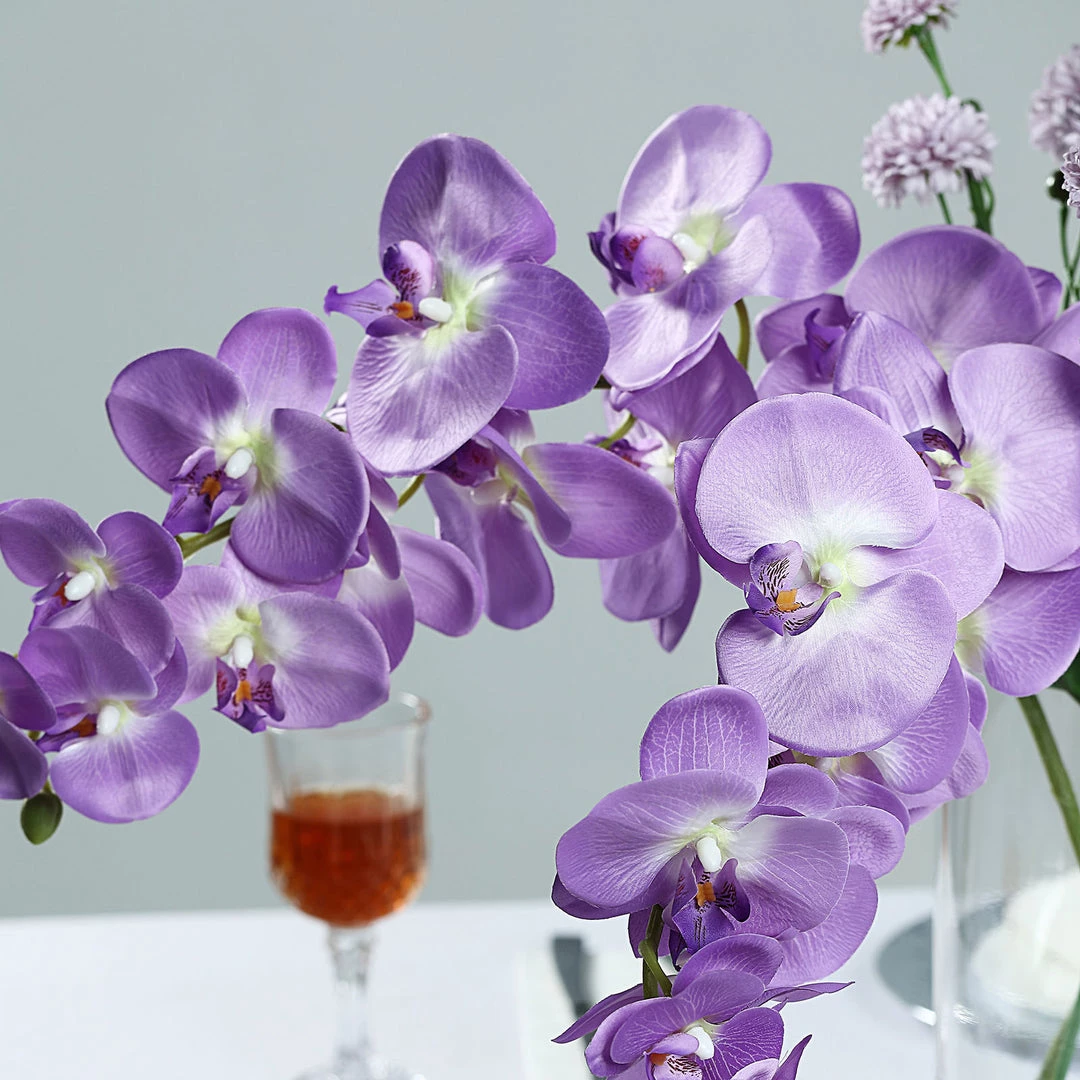 HIER_1150 Faux Tulips & Others 2 Stems | 40" Tall Lavender Artificial Silk Orchid Flower Bouquets 8 HIER_1150 Faux Tulips & Others 2 Stems | 40" Tall Lavender Artificial Silk Orchid Flower Bouquets