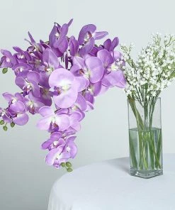 HIER_1150 Faux Tulips & Others 2 Stems | 40" Tall Lavender Artificial Silk Orchid Flower Bouquets 19 HIER_1150 Faux Tulips & Others 2 Stems | 40