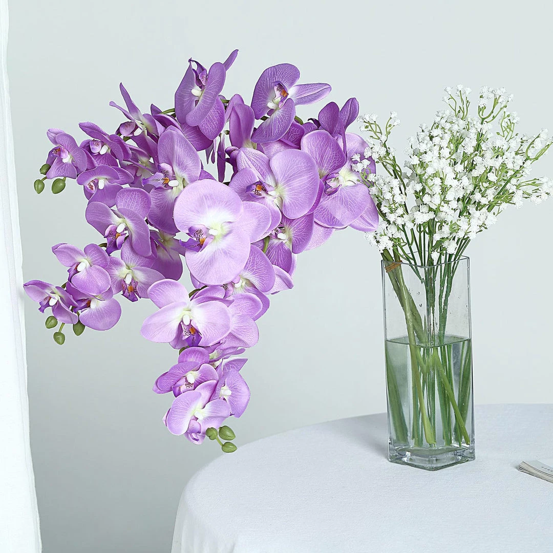 HIER_1150 Faux Tulips & Others 2 Stems | 40" Tall Lavender Artificial Silk Orchid Flower Bouquets 6 HIER_1150 Faux Tulips & Others 2 Stems | 40" Tall Lavender Artificial Silk Orchid Flower Bouquets