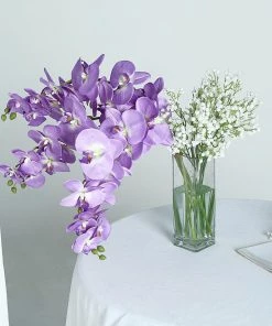 HIER_1150 Faux Tulips & Others 2 Stems | 40" Tall Lavender Artificial Silk Orchid Flower Bouquets 24 HIER_1150 Faux Tulips & Others 2 Stems | 40