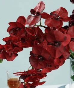 HIER_1150 Faux Tulips & Others 2 Stems | 40" Tall Red Artificial Silk Orchid Flower Bouquets 21 HIER_1150 Faux Tulips & Others 2 Stems | 40