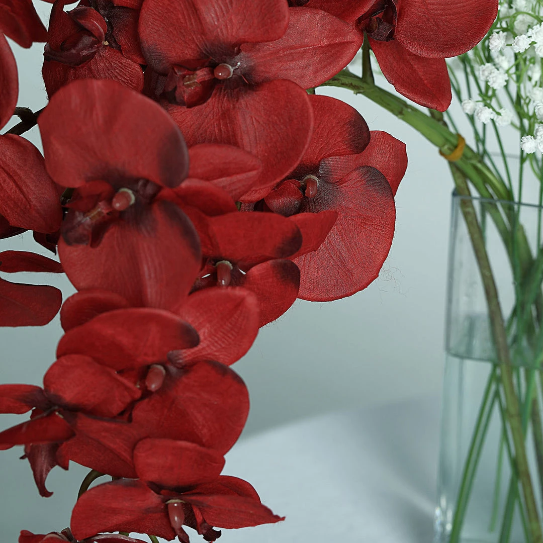 HIER_1150 Faux Tulips & Others 2 Stems | 40" Tall Red Artificial Silk Orchid Flower Bouquets 9 HIER_1150 Faux Tulips & Others 2 Stems | 40" Tall Red Artificial Silk Orchid Flower Bouquets