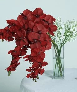 HIER_1150 Faux Tulips & Others 2 Stems | 40" Tall Red Artificial Silk Orchid Flower Bouquets 19 HIER_1150 Faux Tulips & Others 2 Stems | 40