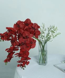 HIER_1150 Faux Tulips & Others 2 Stems | 40" Tall Red Artificial Silk Orchid Flower Bouquets 24 HIER_1150 Faux Tulips & Others 2 Stems | 40