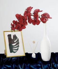 HIER_1150 Faux Tulips & Others 2 Stems | 40" Tall Red Artificial Silk Orchid Flower Bouquets