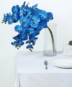 HIER_1150 2 Stems | 40" Tall Royal Blue Artificial Silk Orchid Flower Bouquets