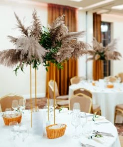 HIER_1400 6 Stems | 49" Natural Tint Dried Natural Pampas Grass Plant Sprays Chargers & Centerpieces