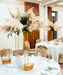 HIER_1400 6 Stems | 49" Wheat Tint Dried Natural Pampas Grass Plant Sprays