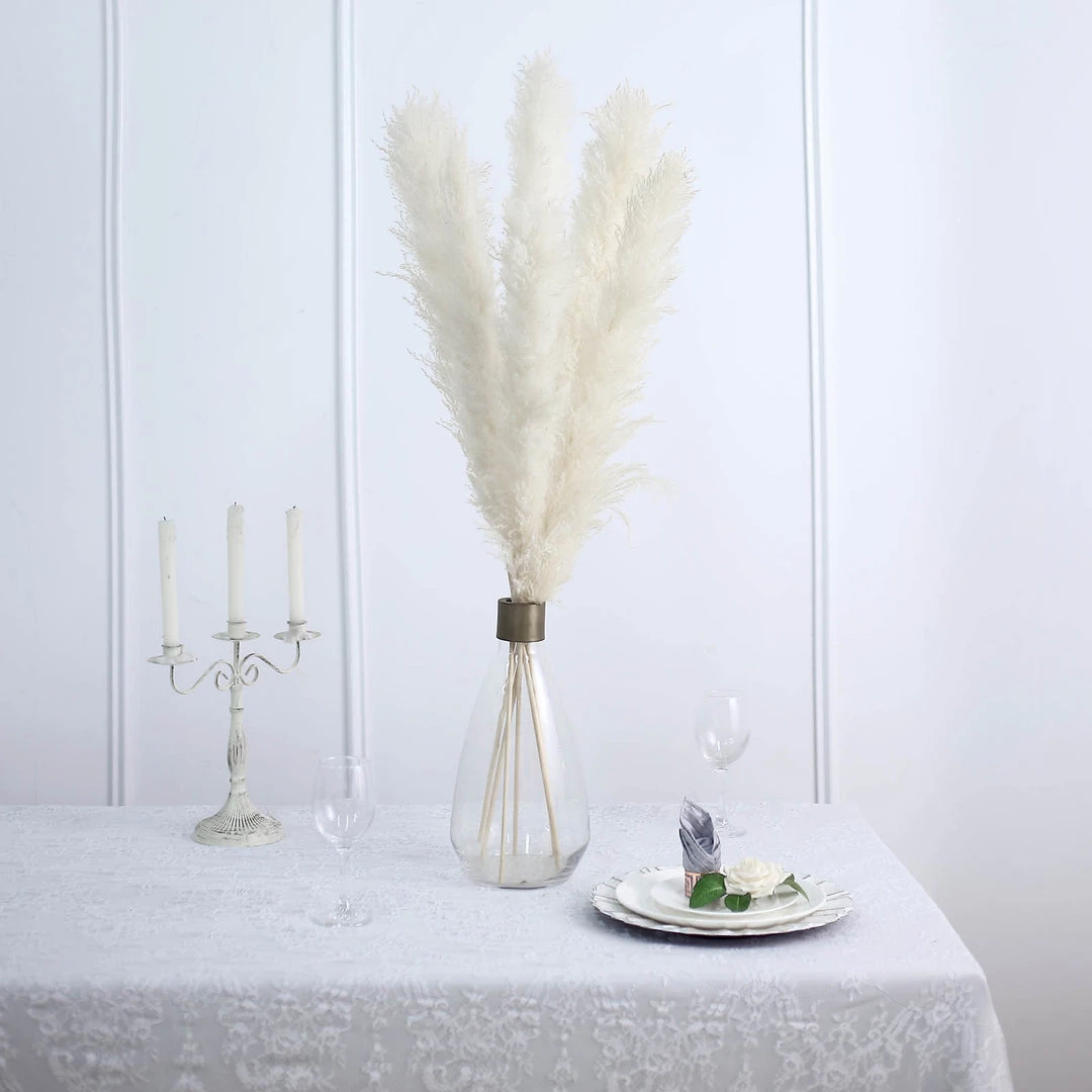 HIER_1400 6 Stems | 49" Off White Dried Natural Pampas Grass Plant Sprays 15 HIER_1400 6 Stems | 49" Off White Dried Natural Pampas Grass Plant Sprays