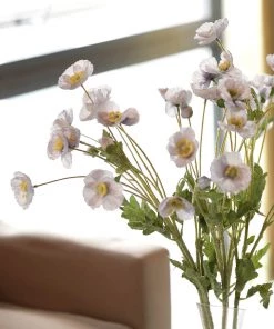 HIER_1400 Faux Tulips & Others 2 Stems | 33" Lavender Artificial Silk Poppy Flower Bouquet Bushes