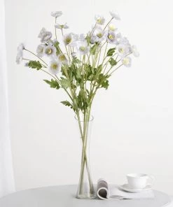 HIER_1400 Faux Tulips & Others 2 Stems | 33" Lavender Artificial Silk Poppy Flower Bouquet Bushes