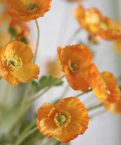 HIER_1400 2 Stems | 33" Orange Artificial Silk Poppy Flower Bouquet Bushes Faux Tulips & Others