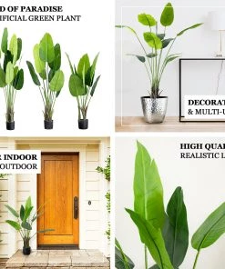 HIER_1600 Chargers & Centerpieces 2 Pack | 3ft Faux Potted Bird Of Paradise Plant