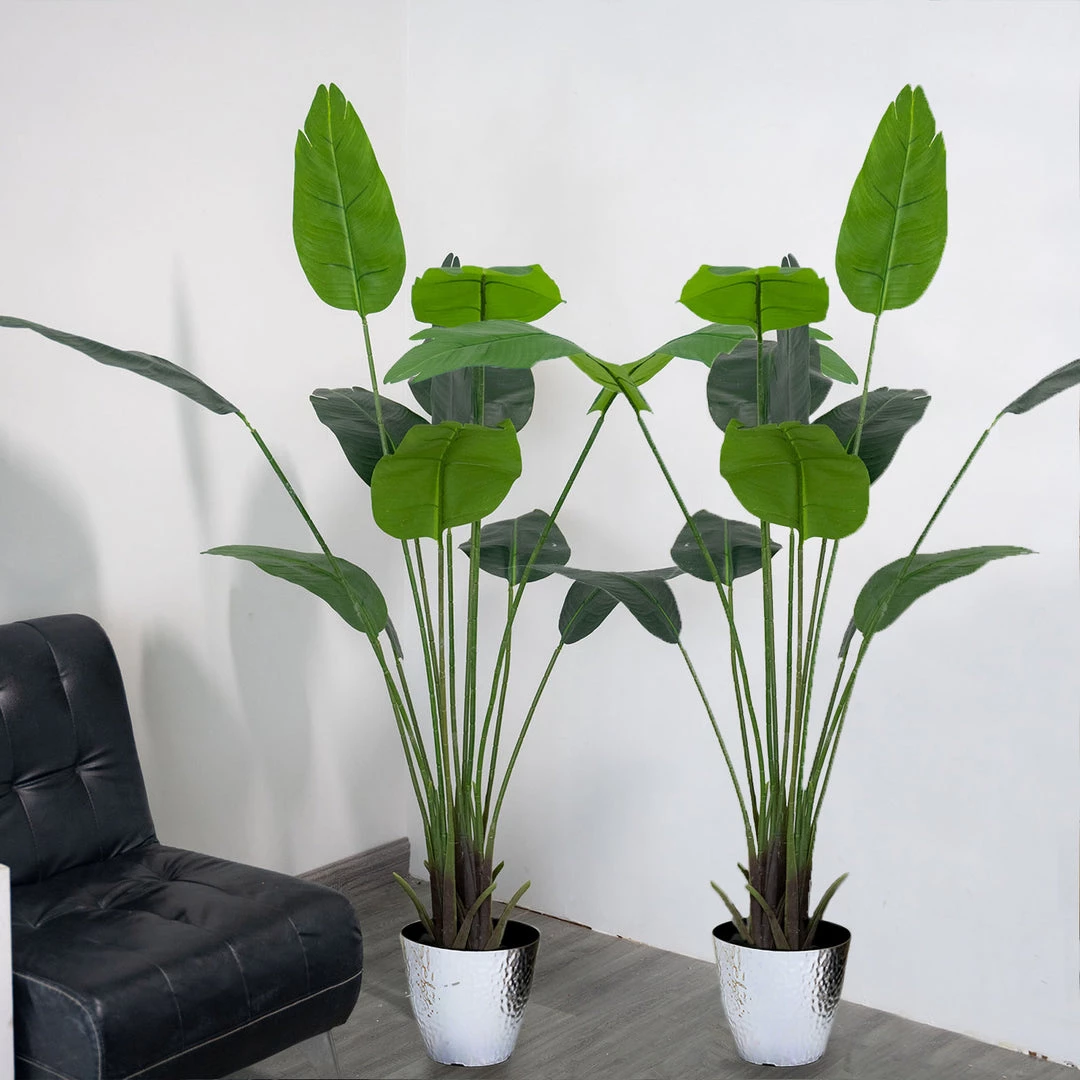 HIER_1600 2 Pack | 5ft Faux Potted Bird Of Paradise Plant 2 HIER_1600 2 Pack | 5ft Faux Potted Bird Of Paradise Plant