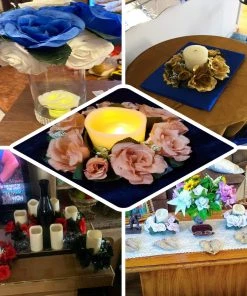 HIER_1600 4 Pack | 3" Purple Artificial Silk Rose Flower Candle Ring Wreaths Chargers & Centerpieces 16 HIER_1600 4 Pack | 3