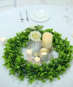 HIER_1220 2 Pack | 21" Green Artificial Lifelike Jasmine Leaf Spring Wreaths