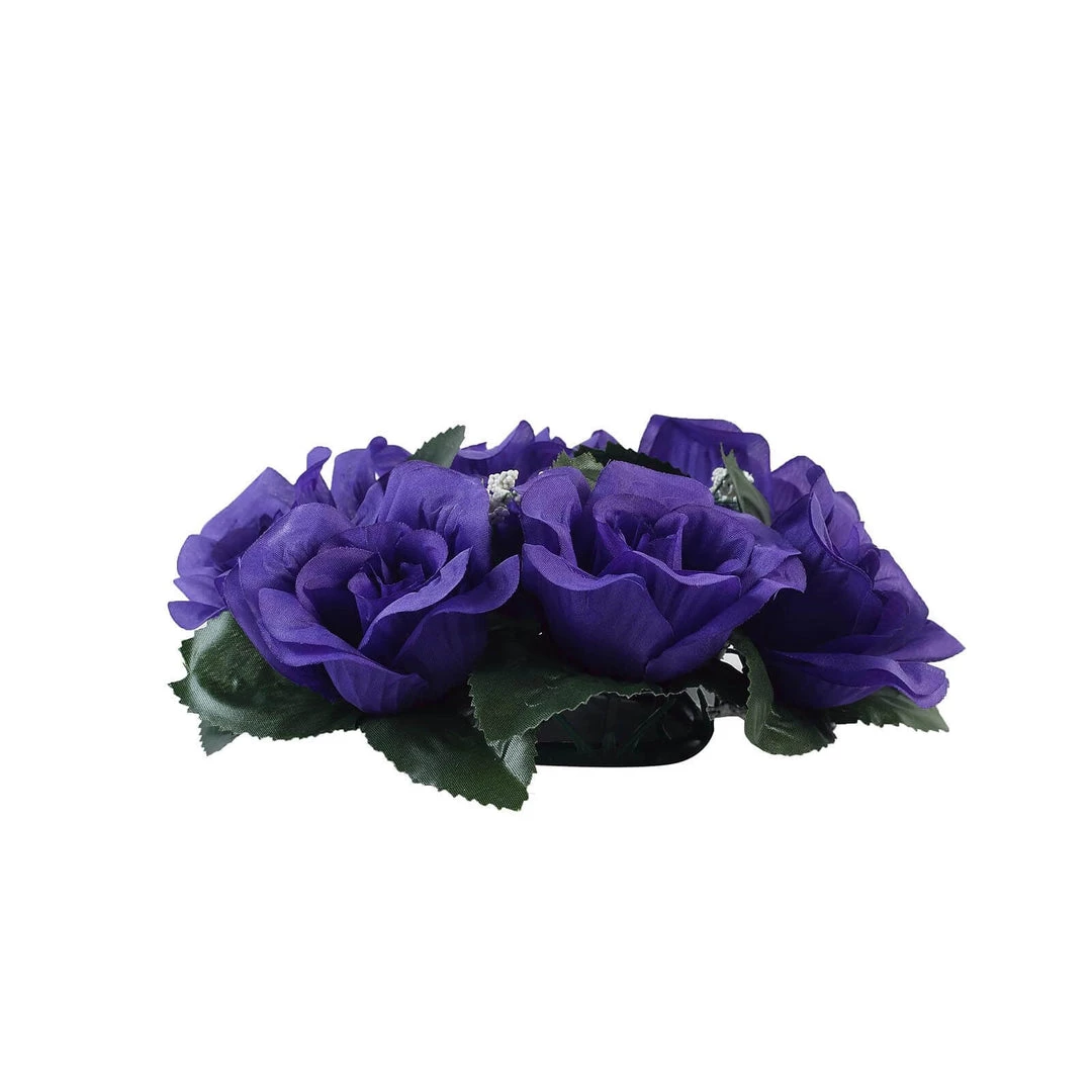 HIER_1600 4 Pack | 3" Purple Artificial Silk Rose Flower Candle Ring Wreaths Chargers & Centerpieces 11 HIER_1600 4 Pack | 3" Purple Artificial Silk Rose Flower Candle Ring Wreaths Chargers & Centerpieces