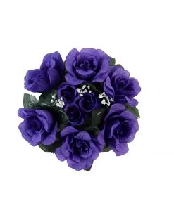 HIER_1600 4 Pack | 3" Purple Artificial Silk Rose Flower Candle Ring Wreaths Chargers & Centerpieces 23 HIER_1600 4 Pack | 3