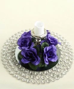 HIER_1600 4 Pack | 3" Purple Artificial Silk Rose Flower Candle Ring Wreaths Chargers & Centerpieces 18 HIER_1600 4 Pack | 3