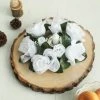 HIER_1600 Chargers & Centerpieces 4 Pack | 3" White Artificial Silk Rose Flower Candle Ring Wreaths