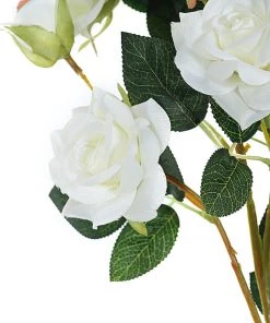 HIER_1400 Artificial Flower & Plants 2 Stems | 38" Tall Cream Artificial Silk Rose Flower Bouquet Bushes