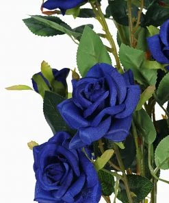 HIER_1400 Artificial Roses 2 Stems | 38" Tall Navy Blue Artificial Silk Rose Flower Bouquet Bush