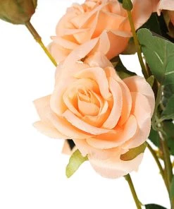 HIER_1400 Artificial Roses 2 Stems | 38" Tall Peach Artificial Silk Rose Flower Bouquet Bushes