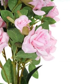 HIER_1400 Artificial Roses 2 Stems | 38" Tall Pink Artificial Silk Rose Flower Bouquet Bushes