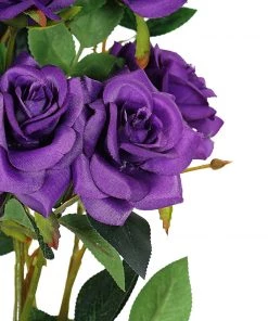 HIER_1400 Artificial Roses 2 Stems | 38" Tall Purple Artificial Silk Rose Flower Bouquet Bushes
