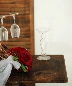 HIER_1300 2 Bushes | Burgundy Artificial Silk Rose & Hydrangea Flower Bouquets