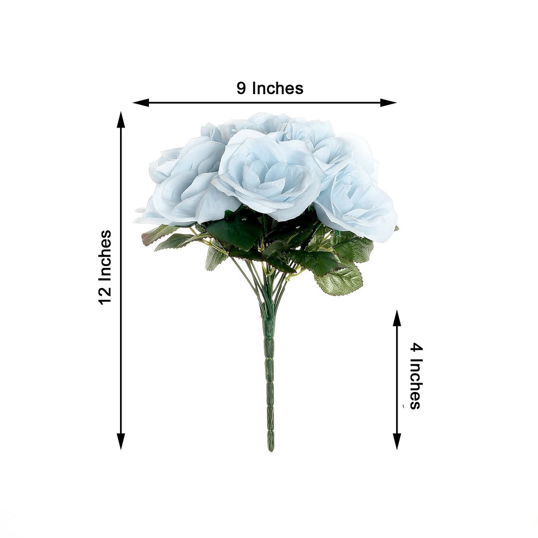 HIER_1300 12" Ice Blue Artificial Velvet-Like Fabric Rose Flower Bouquet Bush Artificial Flower & Plants 3 HIER_1300 12" Ice Blue Artificial Velvet-Like Fabric Rose Flower Bouquet Bush Artificial Flower & Plants