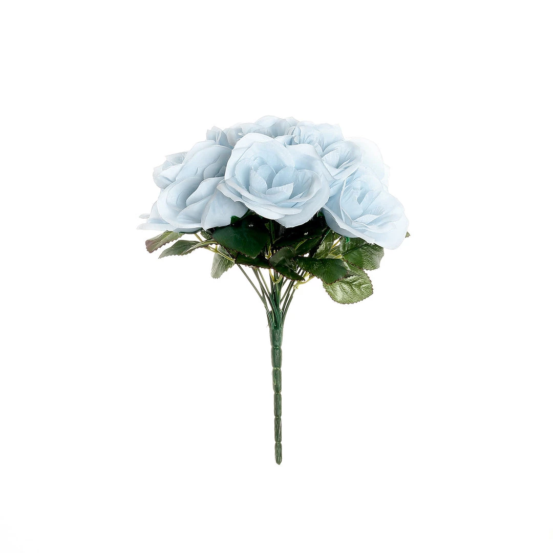 HIER_1300 12" Ice Blue Artificial Velvet-Like Fabric Rose Flower Bouquet Bush Artificial Flower & Plants 13 HIER_1300 12" Ice Blue Artificial Velvet-Like Fabric Rose Flower Bouquet Bush Artificial Flower & Plants