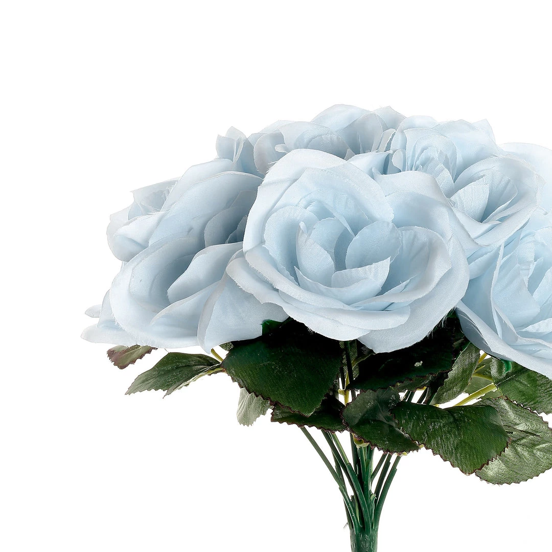 HIER_1300 12" Ice Blue Artificial Velvet-Like Fabric Rose Flower Bouquet Bush Artificial Flower & Plants 12 HIER_1300 12" Ice Blue Artificial Velvet-Like Fabric Rose Flower Bouquet Bush Artificial Flower & Plants