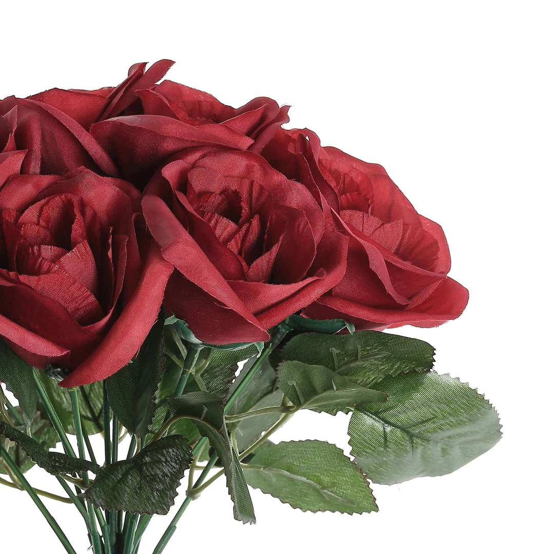 HIER_1300 12" Red Artificial Velvet-Like Fabric Rose Flower Bouquet Bush Artificial Roses 12 HIER_1300 12" Red Artificial Velvet-Like Fabric Rose Flower Bouquet Bush Artificial Roses