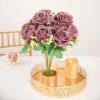 HIER_1300 2 Bushes | 18" Dusty Rose Artificial Silk Rose Flower Bouquet