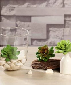 HIER_1600 3 Pack | 3" Artificial PVC Roundleaf Echeveria Stem Succulent Plants Artificial Succulents & Terrariums Wholesale