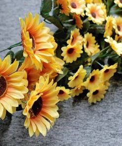 HIER_1150 22" Artificial Hanging Vine Sunflower Bush, Draping Bouquet Garland Garlands | Vines