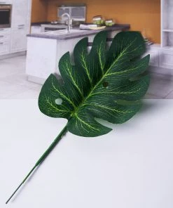 HIER_1400 6 Stems | Assorted Green Artificial Silk Tropical Monstera Leaf Plants Artificial Eucalyptus & Greenery